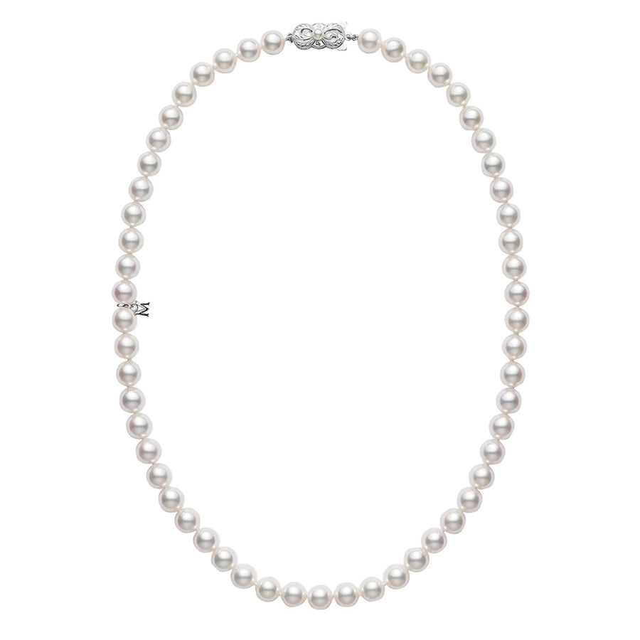 18K Yellow Gold 7-7.5mm A+ Pearl Princess Necklace, 18"