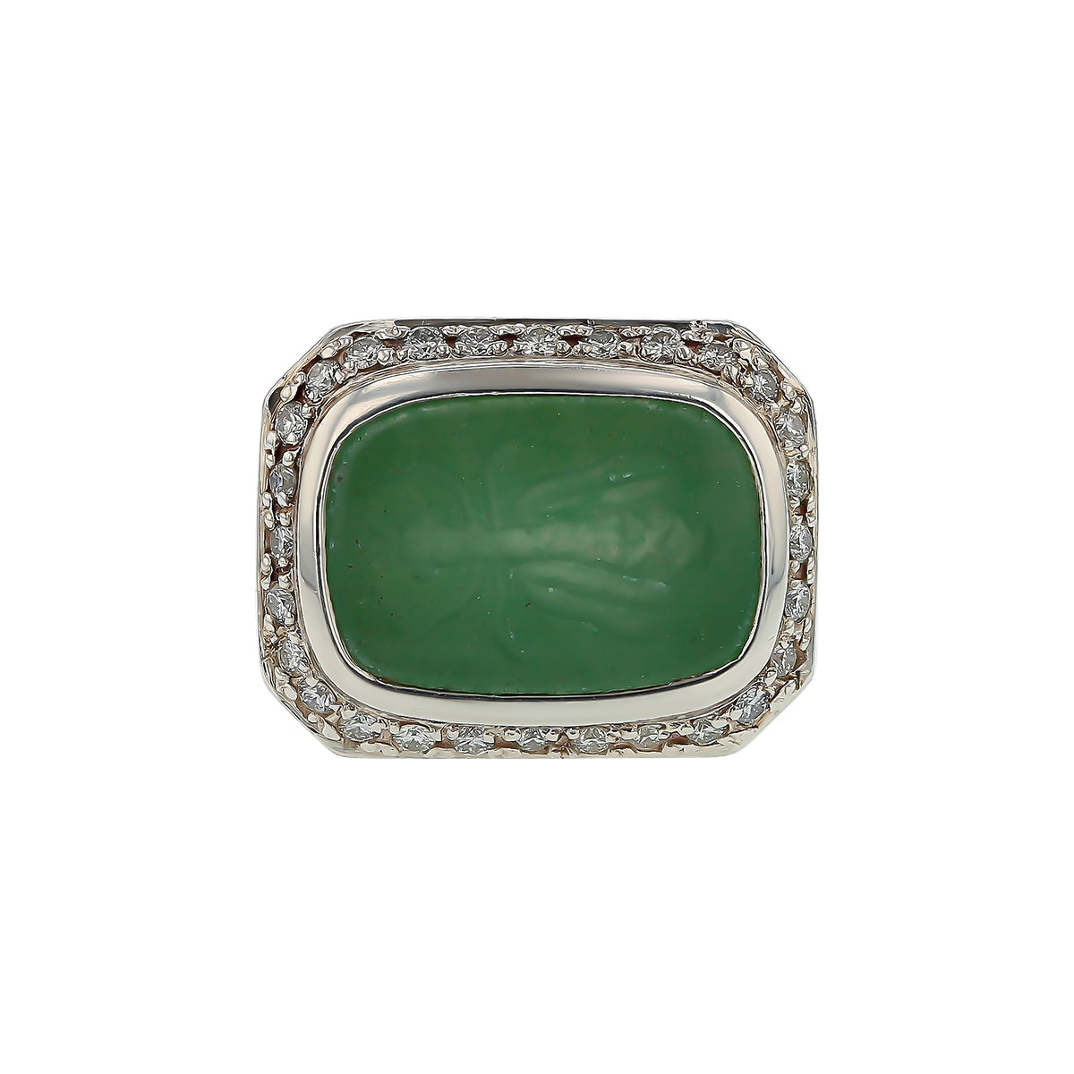 Slane Diamond and Adventurine Carved Bee Ring in Sterling Silver