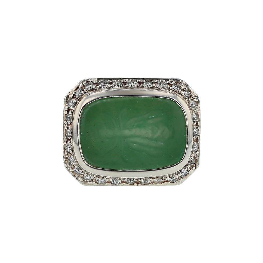 Slane Diamond and Adventurine Carved Bee Ring in Sterling Silver