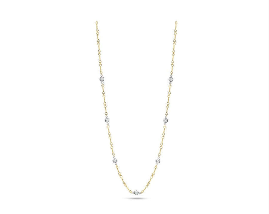 Diamonds by the Inch 0.28ct Diamond Dog Bone Station Necklace in 18K Yellow and White Gold, 16"