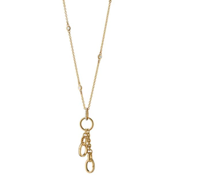 Design Your Own 0.35Ct Diamond Charm Necklace with Two Charm Clips in 18k Yellow Gold, 17-18in