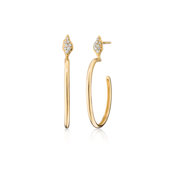 0.07ct Diamond Wings of Mercury Hoop Earrings in 18K Yellow Gold