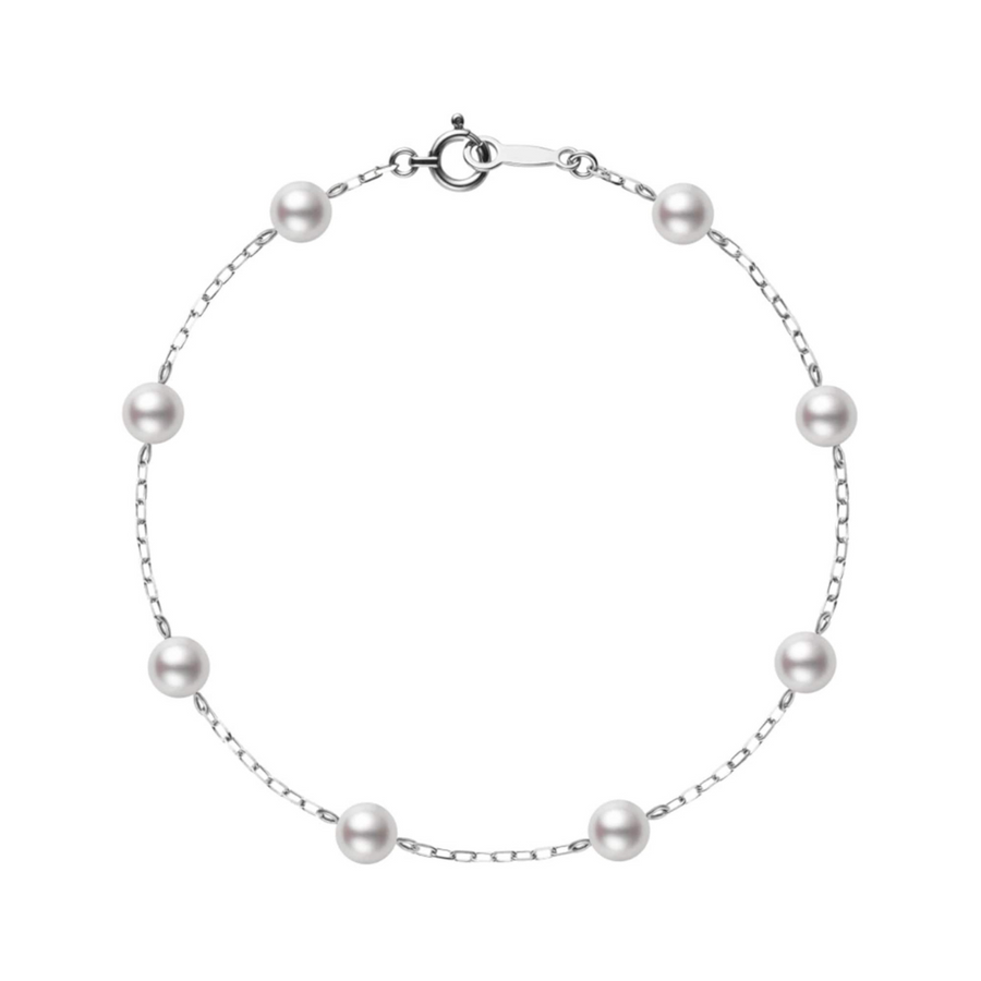 5.5-6mm Akoya Cultured Pearl 8 Station Bracelet in 18K White Gold, 7"