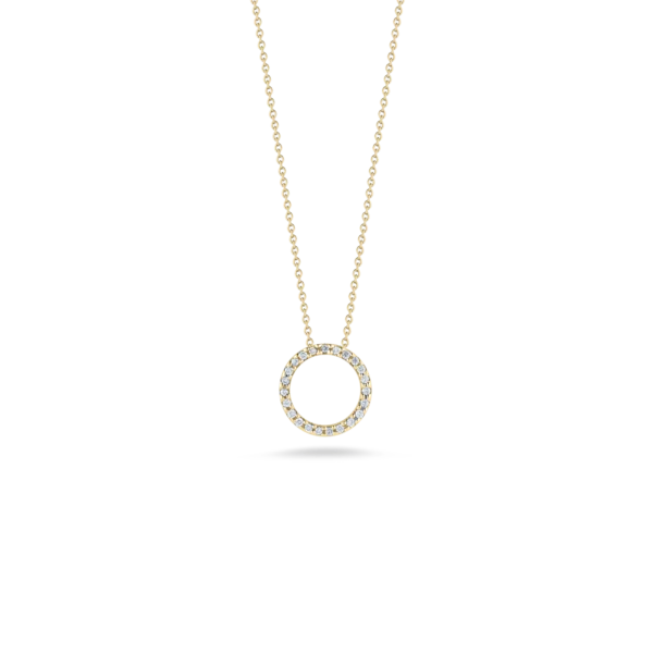 Tiny Treasures 0.09ct Diamond 12mm Circle Pendant in 18K Rose Gold with Cable Chain