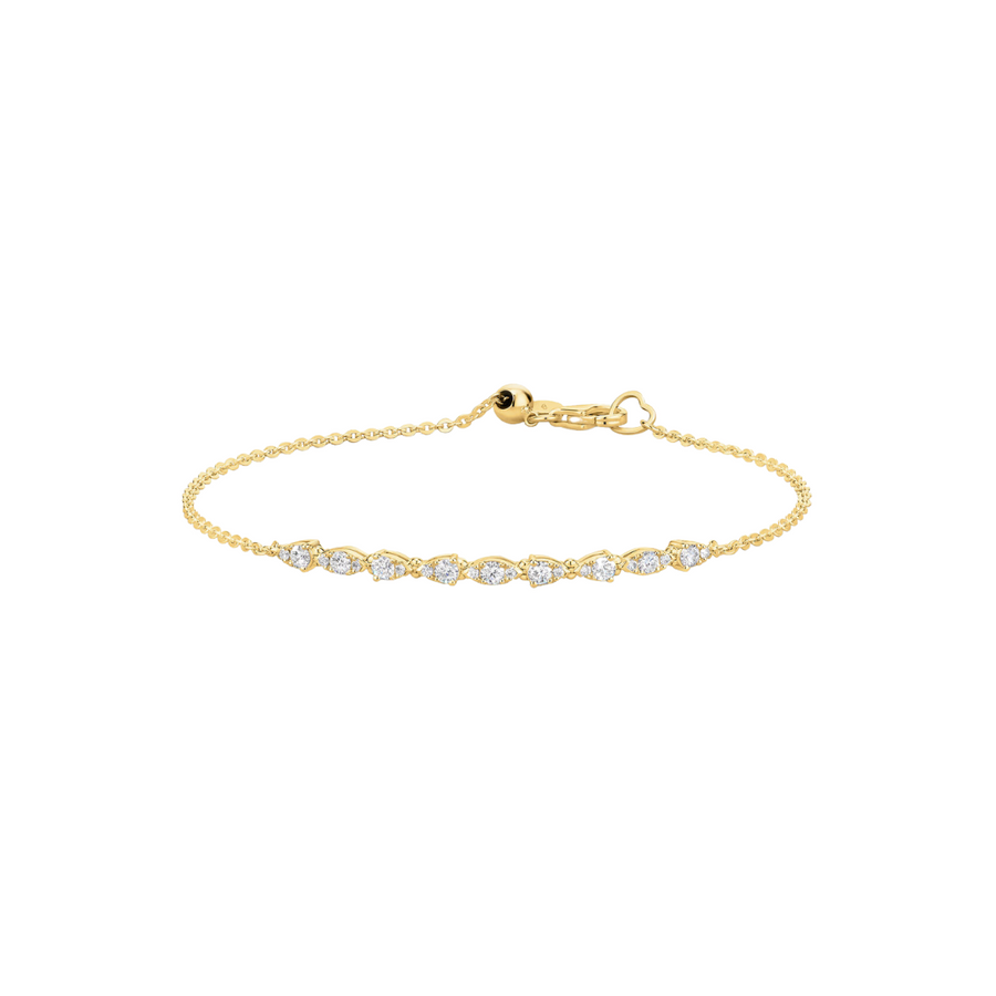 Aerial 0.40-0.46ct Diamond Dewdrop Bracelet in 18K Yellow Gold, 7in