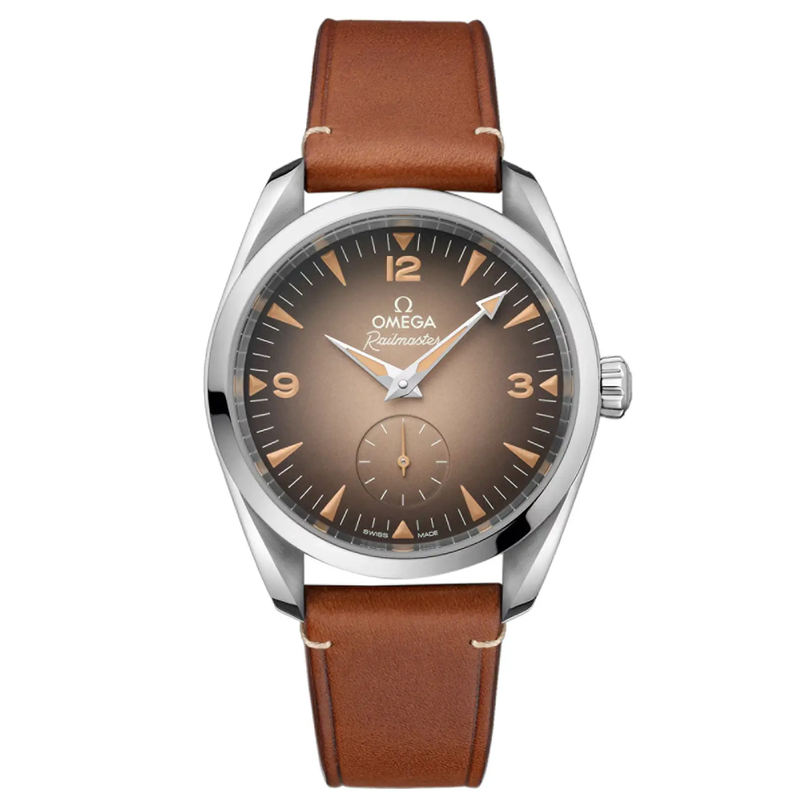 38mm Seamaster Railmaster Watch with Brown Dial in Stainless Steel, Strap