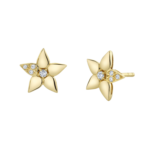 Lily Diamond Artisan Stud Earrings in 18K Yellow Gold