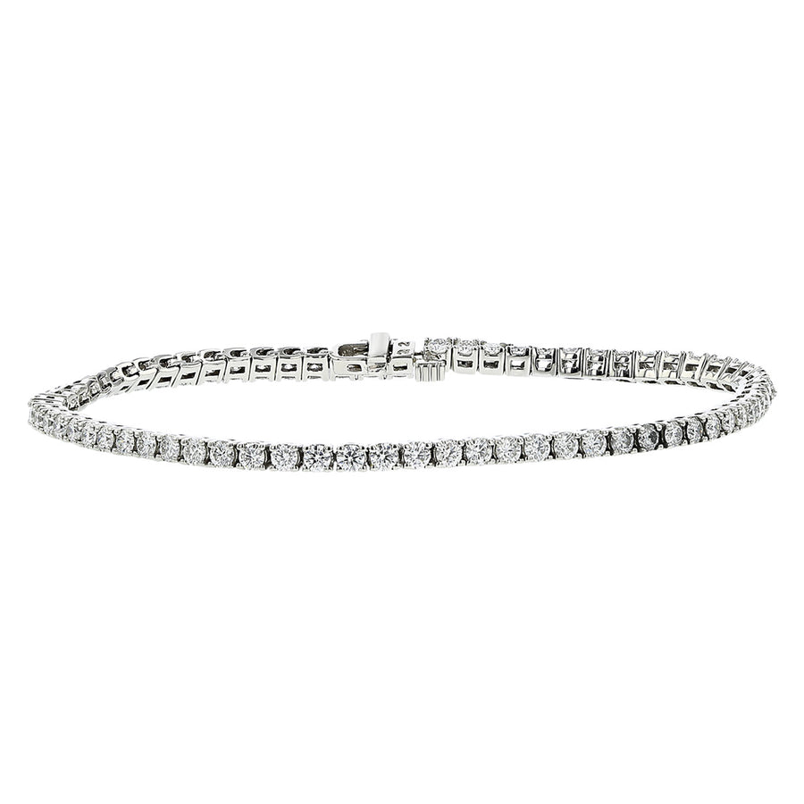 Fire & Ice Round Brilliant Diamond Straight Line Bracelet in Platinum, 7in