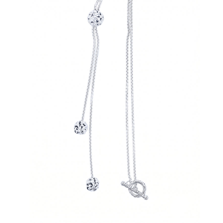 Charles Krypell Ivy Bead Lariat Necklace in Sterling Silver, 24"