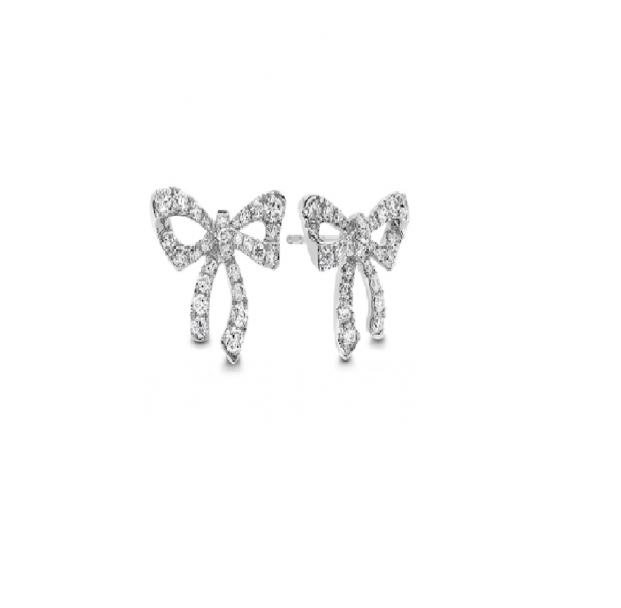 Presence 0.73-0.82ct Diamond Bow Tie Earrings in 18K White Gold
