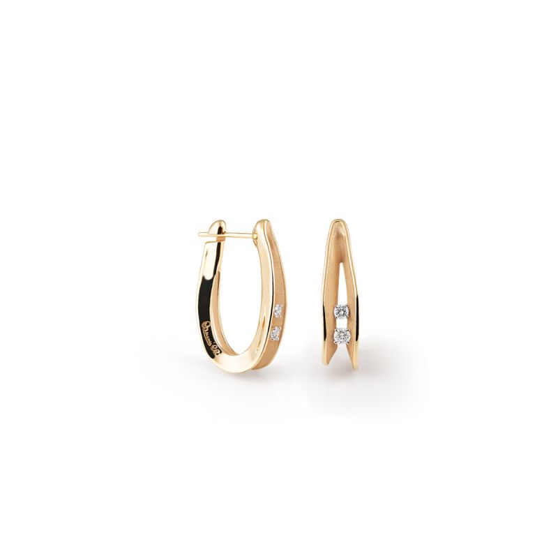 Dune Diamond Oval Hoop Earrings in 18K Orange Apricot Gold