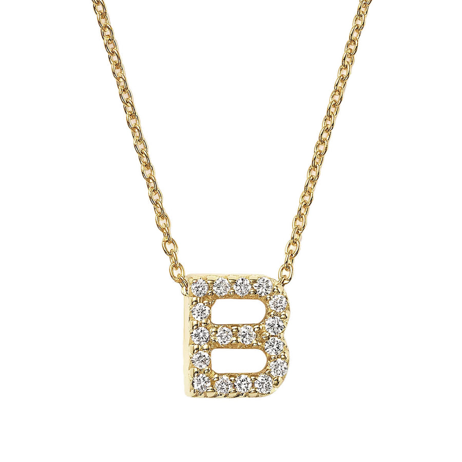 Tiny Treasures 0.06ct Diamond Love Letter "B" Pendant in 18K Yellow Gold, 16-18" chain