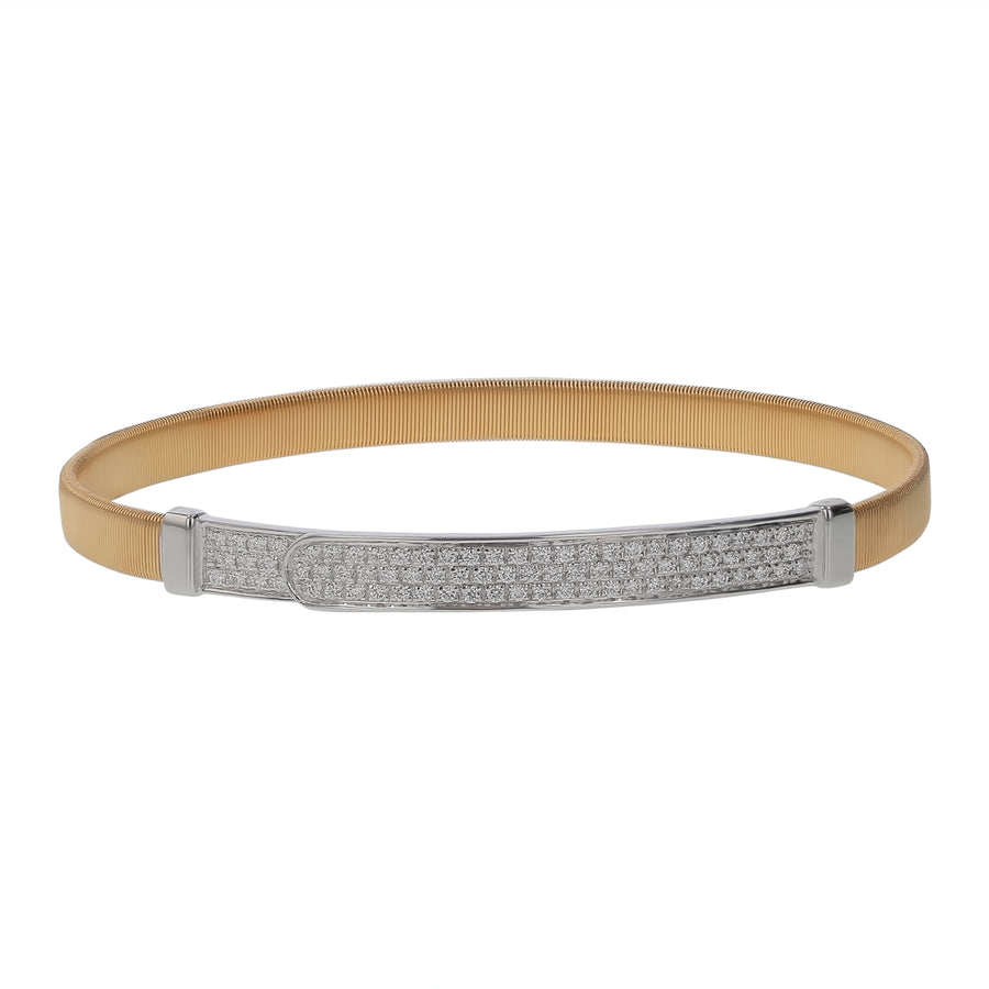 Masai Diamond Bangle Bracelet in 18K Yellow and White Gold