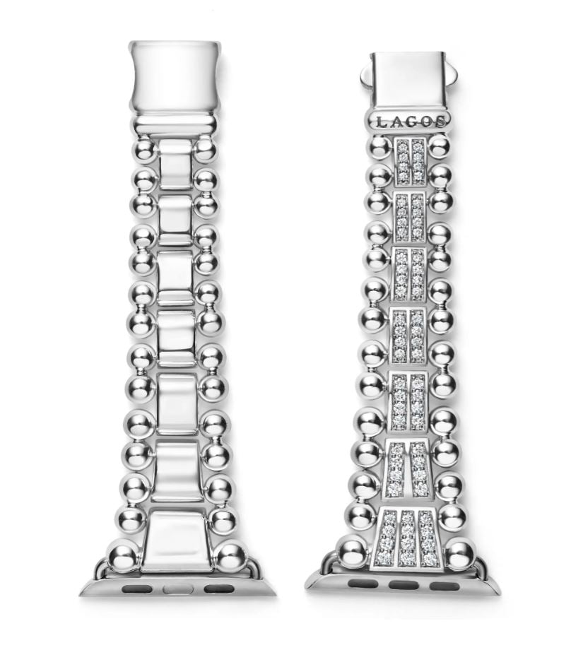 38mm Smart Caviar 3.20ct Diamond Two Row Watchband, Size 8