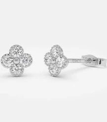 Precious Pastel 1.05ct Diamond Clover Stud Earrings in 18K White Gold
