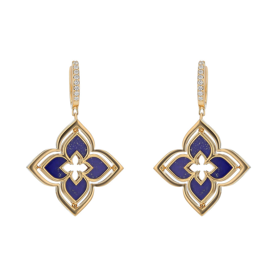 Venetian Princess Diamond and Lapis Pirouette Earrings in 18K Yellow Gold
