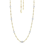 0.28ct Round Diamonds Dog Bone Link Necklace in 18K Yellow and White Gold, 16"