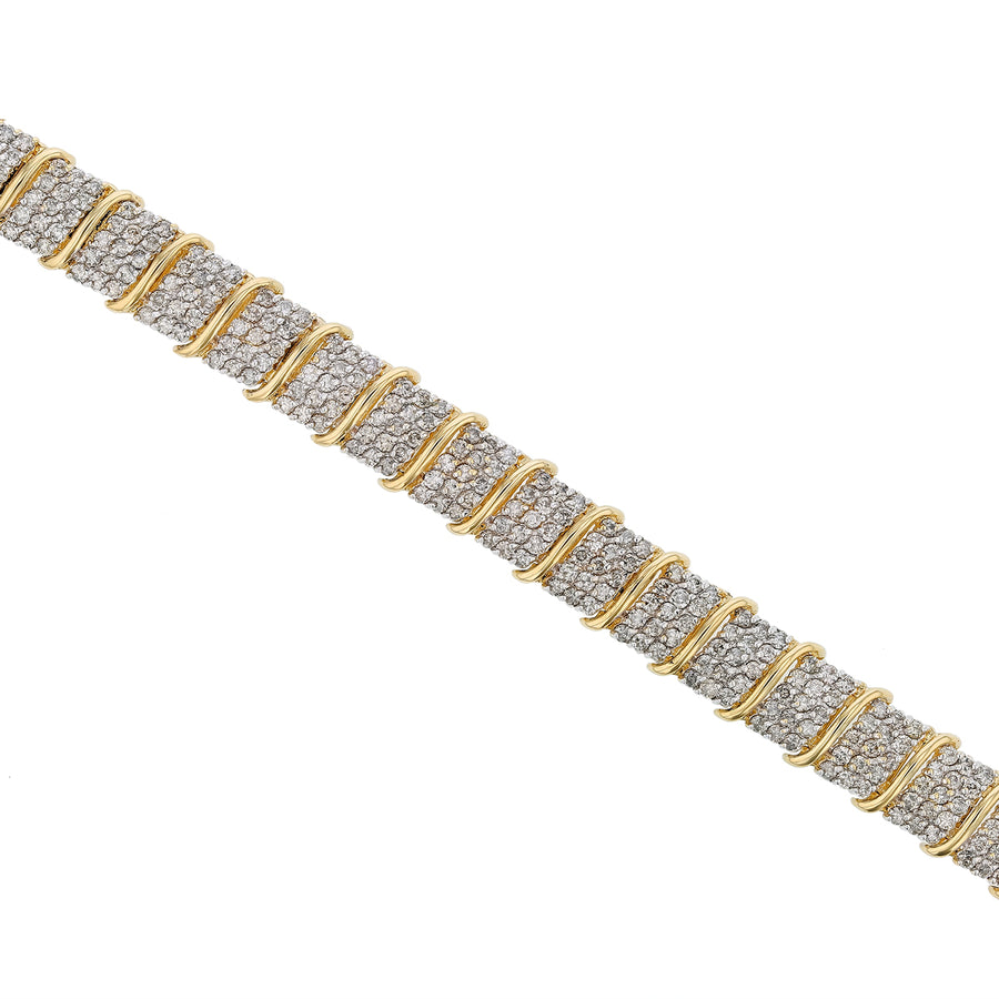10.35ct Round Brilliant Diamond Bracelet in 14K Yellow Gold, 8"