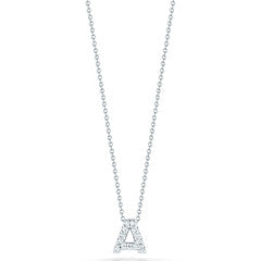 Tiny Treasures 0.06ct Diamond Love Letter "A" Pendant in 18K White Gold, 16-18in