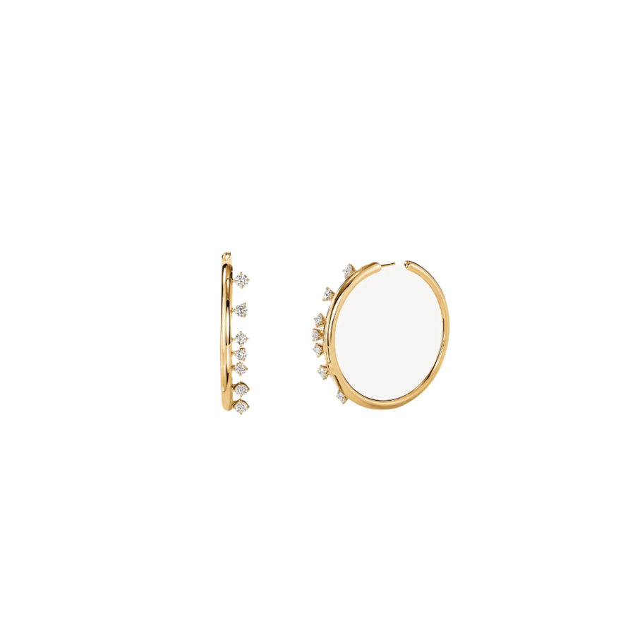 Barre 1.57ct Diamond Floating Hoop Earrings in 18K Yellow Gold, Size Medium