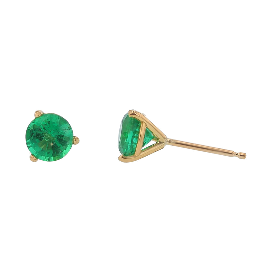 Zambian Emerald Stud Earrings in 18K Yellow Gold, 5.5mm