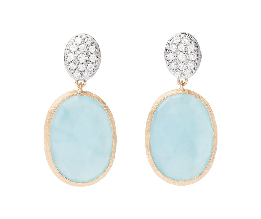 Siviglia Aquamarine and 0.17ct Diamond Drop Earrings in 18K Yellow and White Gold