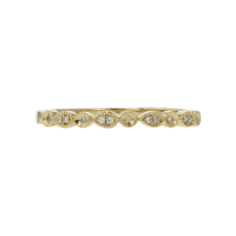 0.03ct Diamond Milgrain Edge Stack Band in 14K Yellow Gold, size 6.5
