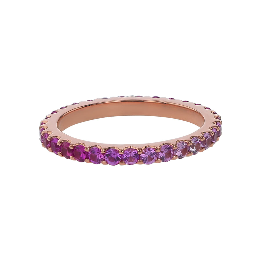 Ombre Pink Sapphire Ring in 18K Rose Gold, Size 6.5
