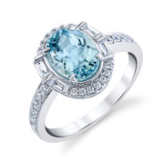 Aquamarine 14k White Gold Ring with Diamonds