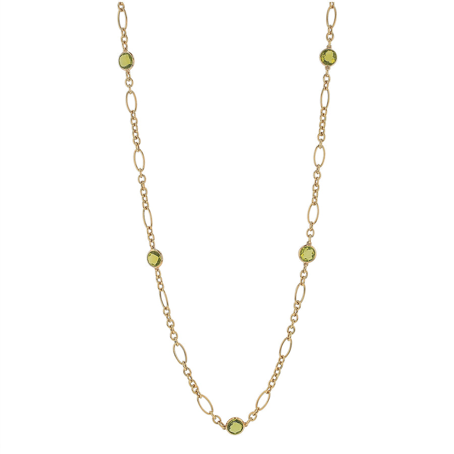 8.78ct Peridot Necklace in 18K Yellow Gold, 20"