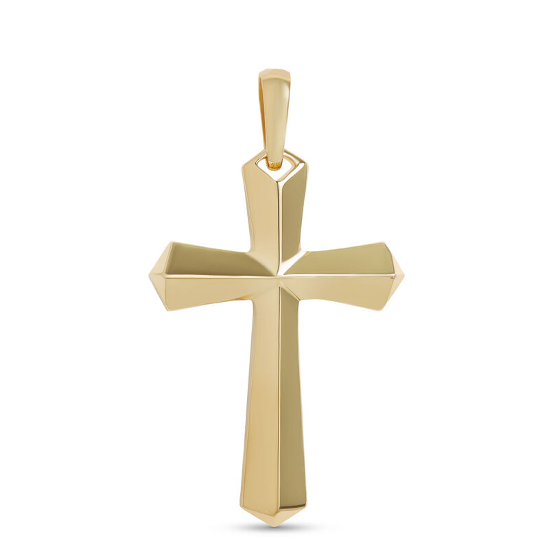 Large Flare Cross Pendant in 14K Yellow Gold, without chain