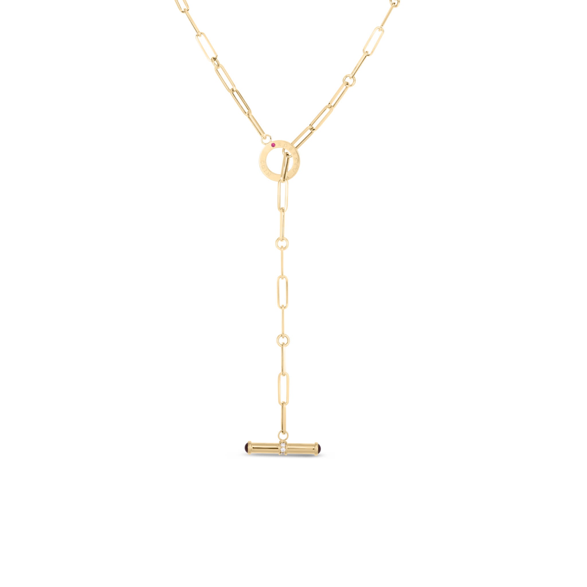 Oro Classic Diamond and Pink Tourmaline Necklace in 18K Yellow Gold