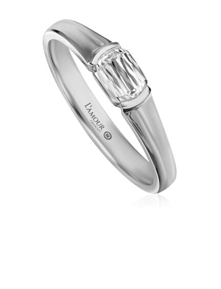 Love Luxe 0.37ct Crisscut L'amour Diamond Ring in 14K White Gold, Size 6.5