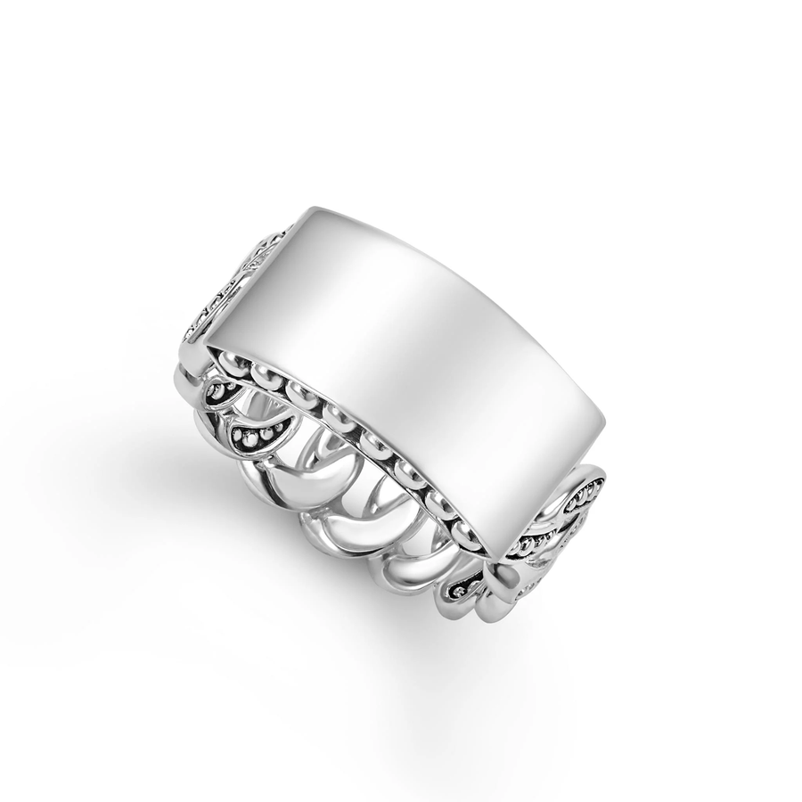 Anthem 12mm Engravable Curb Link Ring in Sterling Silver, size 11