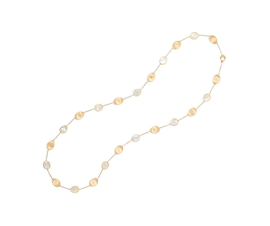 Lunaria Mother of Pearl Necklace in 18K Yellow Gold, 36"