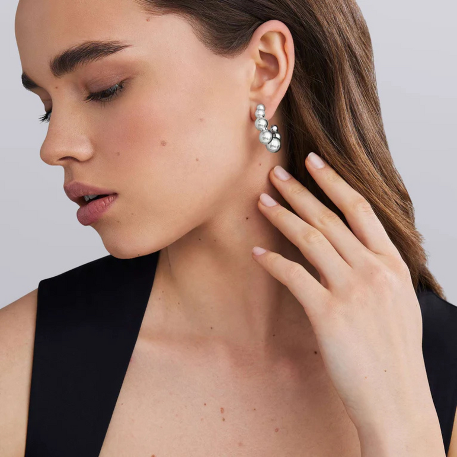 Caviar Bubbly Electroform 24mm Hoop Earrings in Sterling Silver