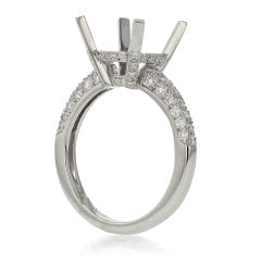 0.47ct Round Diamonds Accented Semi-Mount Ring in Platinum for 3.50ct Round Center, Size 6