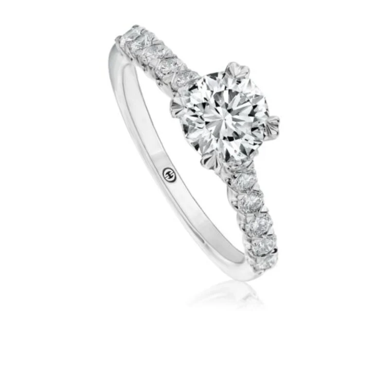 Diamond Semi-Mount Ring in 18K White Gold for Round Center, Size 6.5