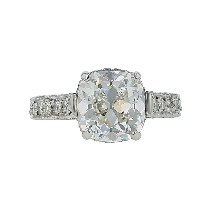 3.03ct Diamond and 0.67ct Diamond 4-Prong Ring in Platinum, size 3.5
