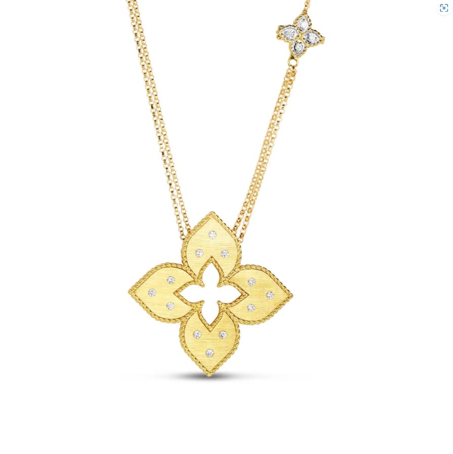 Venetian Princess Diamond Pendant in 18K Yellow and White Gold, Adjustable Chain