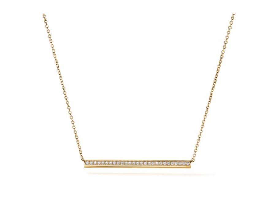 Barre 0.10-0.20Ct Diamond Bar Pave Necklace in 18K Yellow Gold, 18in