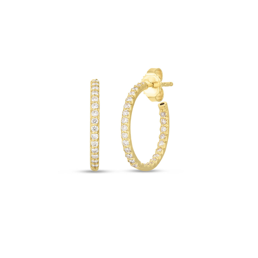 Perfect Diamond 0.52ct Diamond 18mm Small Hoop Earrings in 18K Yellow Gold