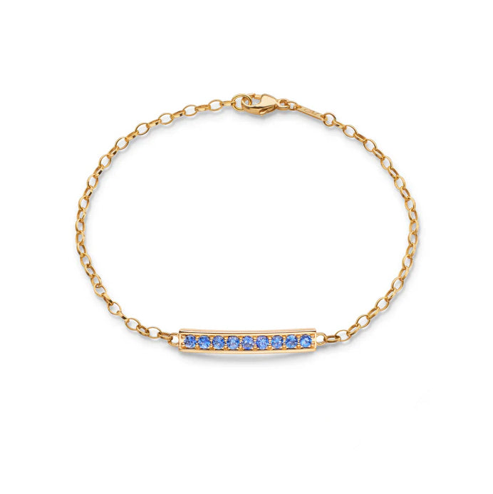 Poesy Blue Sapphire "Courage" Bracelet in 18K Yellow Gold 
