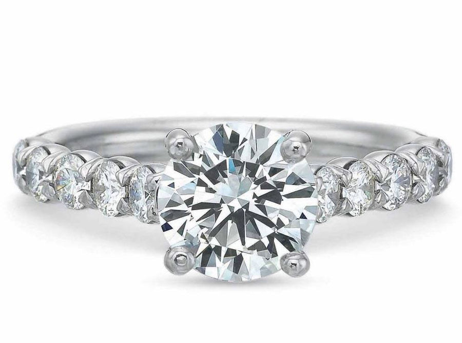 Flushfit Diamond Prong Set Semi-Mount Ring in Platinum for a 1.50Ct Round Center
