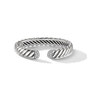 Sculpted Cable 10mm Cuff Bracelet with Pave Diamonds