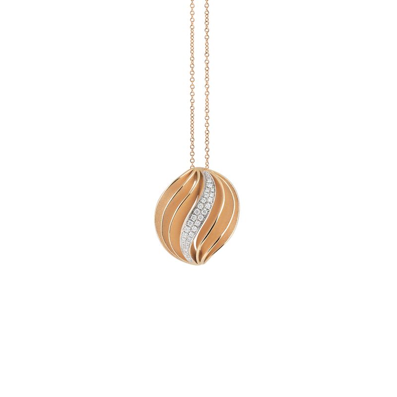 Velaa Pavé Diamond Pendant in 18K Orange Apricot Gold, 18in