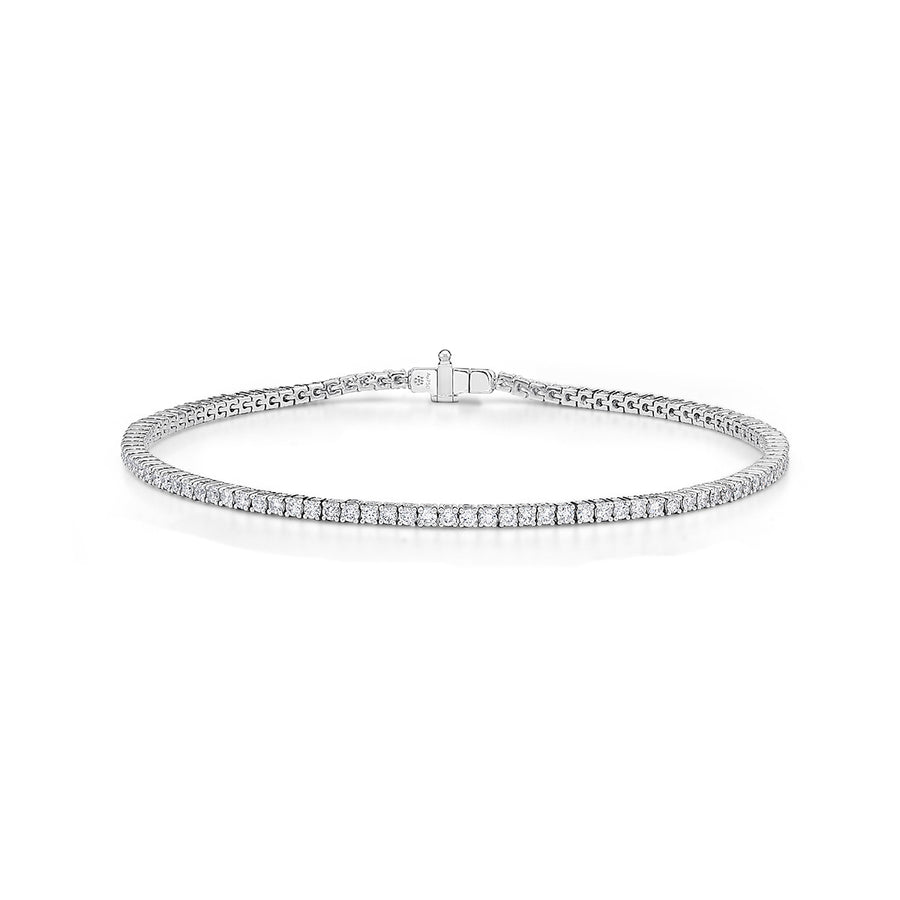 Classic 3.44-3.60ct Diamond 4-Prong Tennis Bracelet in 18K White Gold, 7"