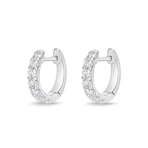 Odessa 0.49-0.57ct Diamond Huggie Hoop Earrings in 18K White Gold