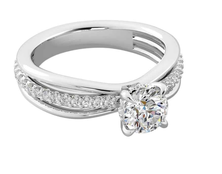 Emma 0.27ct Diamond Hidden Halo Ring Semi Mount in Platinum for 1.00ct Round Center