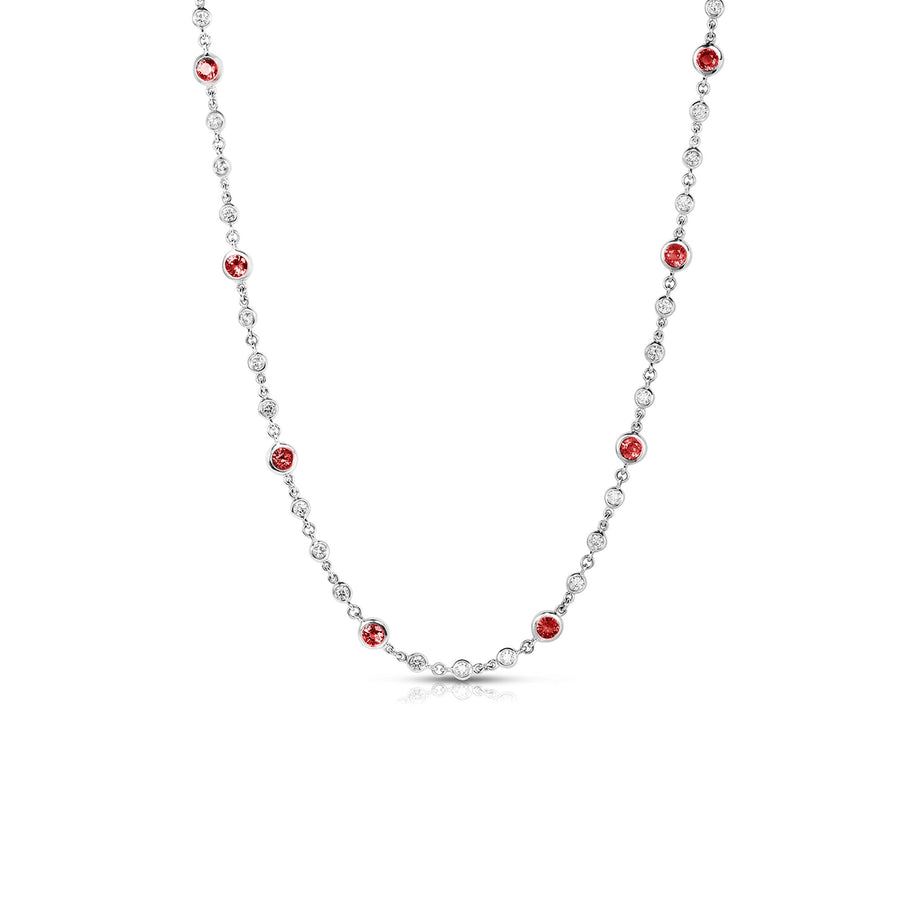 Diamonds by the Inch 9.60ct Ruby and 6.22ct Diamond Station Necklace in 18K White Gold, 43"